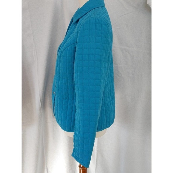 Briggs NY Women's Blue Quilted Snap Lightweight Jacket Size 8 Print Lining - Picture 2 of 8